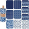 36 Pack Reusable Paper Towels, Washable Paperless Towels Rolls, Reusable Cotton Cloth Towels with Cardboard (Blue,