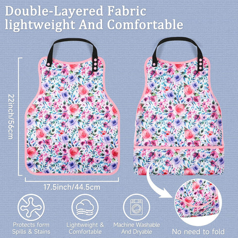 Men-3 Adult Bibs for Pcs Washable Clothing Protector with Crumb Catcher, Reusable Waterproof Feeding Bibs for Seniors