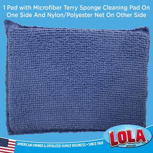 Lola Products Microfiber Terry & Nylon Net 12 Pack | Non-Scratch 2-Way Cleaning Sponge Scrubber with Dual Sided Cloth