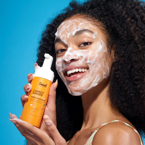 Sweet Chef Carrot Ginger + Salicylic Acid Foaming Face Wash, Gentle Cleanser for Blemish Prone Skin (5 fl oz)