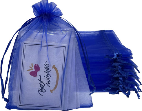 100PCS Sheer Organza Bag 5''X7'', Royal Blue Drawstring Jewelry Gift Bags for Baby Shower Wedding Party Favor
