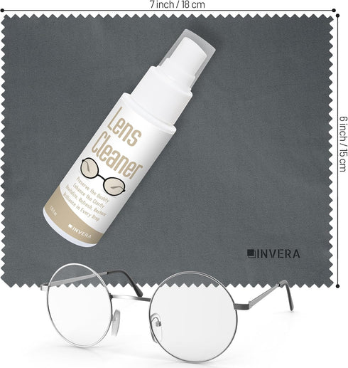 Eyeglass Cleaner Spray with Microfiber Cloth Kit, Gentle Lens Cleaner for Eyeglasses, Sunglasses, and Electronic Screens