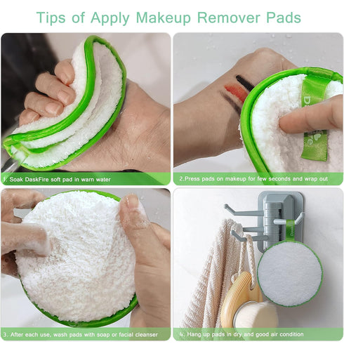 Reusable Makeup Remover Pads, Facial Make Up Removal Wipes, Washable Cloths, Hypoallergenic for Mascara, 3 pcs, 4.5" Dia