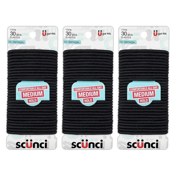 Scunci Effortless Beauty Large No-Damage Elastics, 90 Pieces, 4 MM