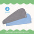 Turbie Twist 2-Pack Microfiber Hair Towel, Hair Wrap Turban for Straight, Wavy & Curly Hair - Grey & Blue