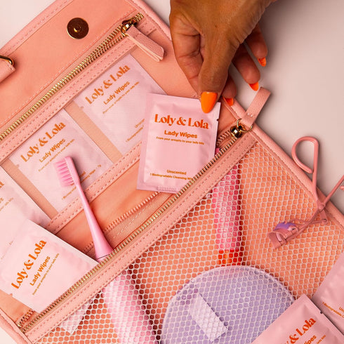 Loly & Lola (56) Lady Wipes Individually Wrapped Feminine Wipes | Travel Size, Biodegradable | pH Balanced |