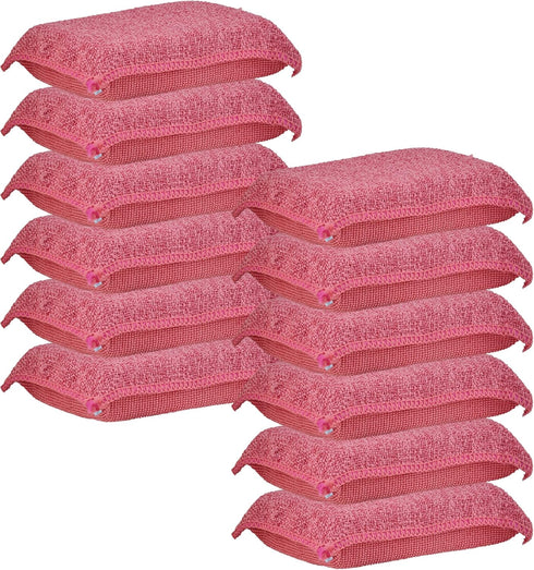 Miracle Microfiber Scrubbing Sponge, Red Extra Scrubbing Power, Super Absorbent Kitchen Sponge, 12-Pack by Superio