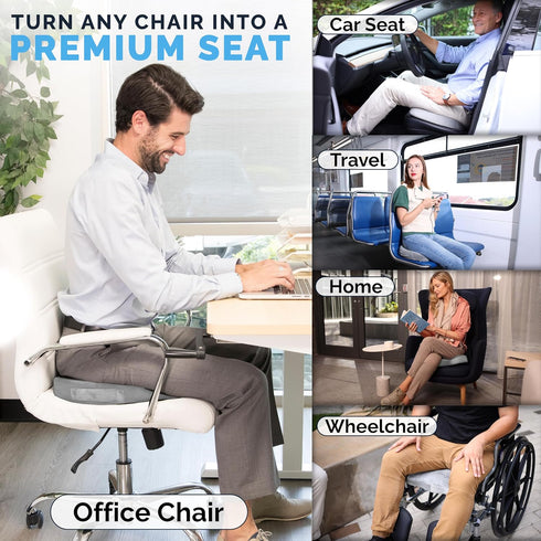 Tailbone ComfiLife Gel Enhanced Seat Cushion Office Chair Cushion Non-Slip Gel & Memory Foam Coccyx Cushion for Pain