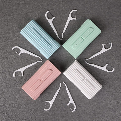 Dental Floss in Box, Portable Case with 10 Picks, Perfect Tool for Oral Care, Travel, Dinners, Dating (Green)