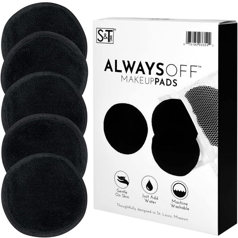S&T INC. 5PK Makeup Remover Wipes for Skin Care with Laundry and Storage Bag, Reusable Face Towels, Travel Essentials,