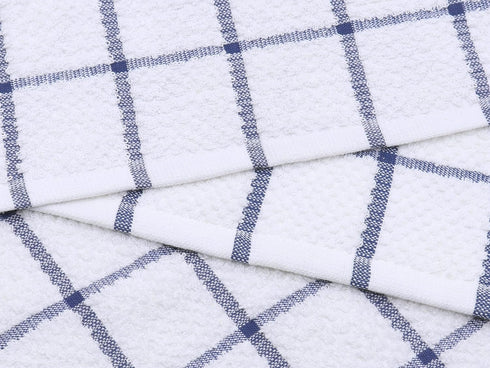 Cotton Dish Towels for Kitchen, Set of 8, Light and Soft Cleaning Rags, 12 Inch x 12 Inch (Blue Plaid)