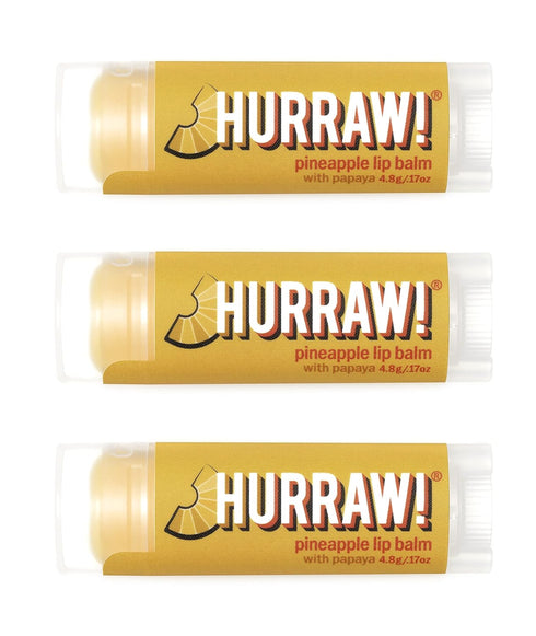 Hurraw! Pineapple Lip Balm, 3 Pack: Organic, Vegan, Gluten Free, 100% Natural Ingredients