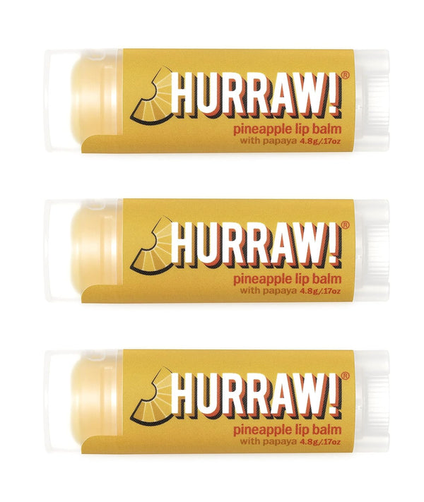 Hurraw! Pineapple Lip Balm, 3 Pack: Organic, Vegan, Gluten Free, 100% Natural Ingredients