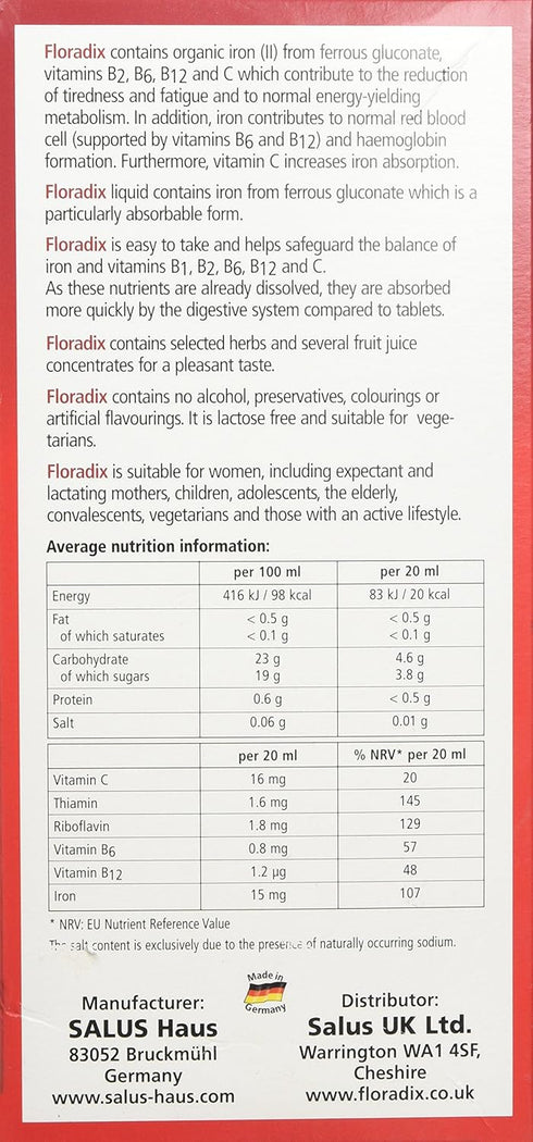 Floradix Liquid Iron Formula 500ml by Salus
