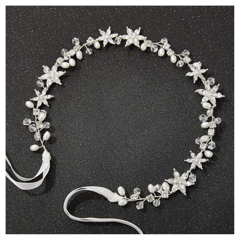 SWEETV Silver Flower Girl Headpiece - Crystal Floral Girls Headband for Wedding, Birthday Party, First Communion