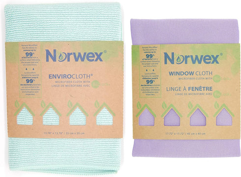 Norwex Package Basic - Microfiber - Glass Window Cleaning Cloth and Household Enviro Dusting Cloth Colors May Vary