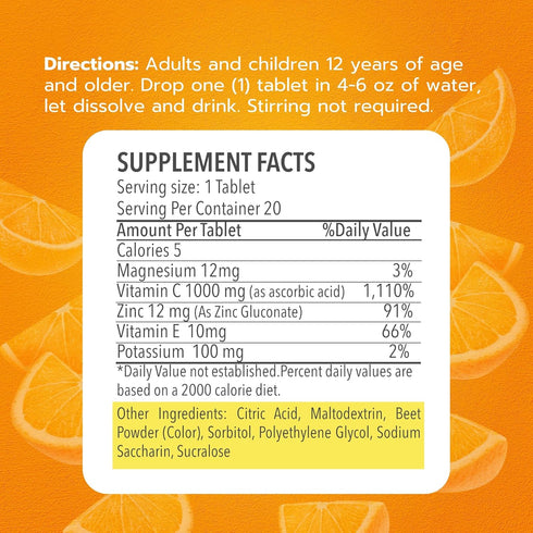 Kenashi 1000mg 20 Vitamin C Effervescent Tablets Vitamin with Zinc Potassium Magnesium E Vitamin Vitamina C