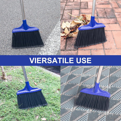 Kefanta 2 Pack Heavy Duty Broom Indoor/Outdoor Commercial Brooms Angle Broom 53 inches for Courtyard Garage Restaurant Lobby Patio Shop Home Kitchen Office Floor by KeFanta