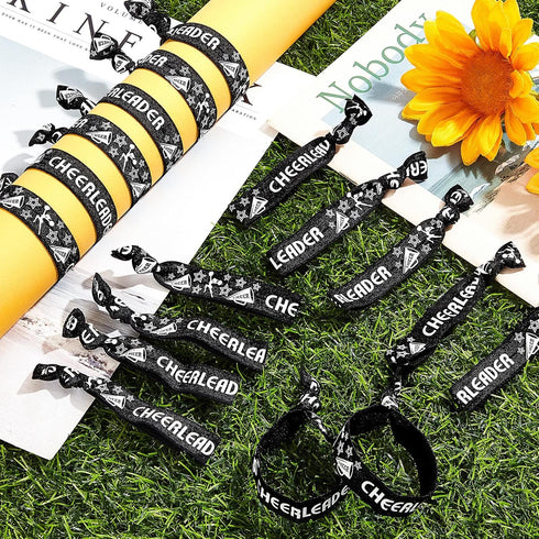 Taiyin 68 Pcs Cheer Hair Ties Bulk, Cheerleader Gifts, Motivational Wristbands for Cheer Squad