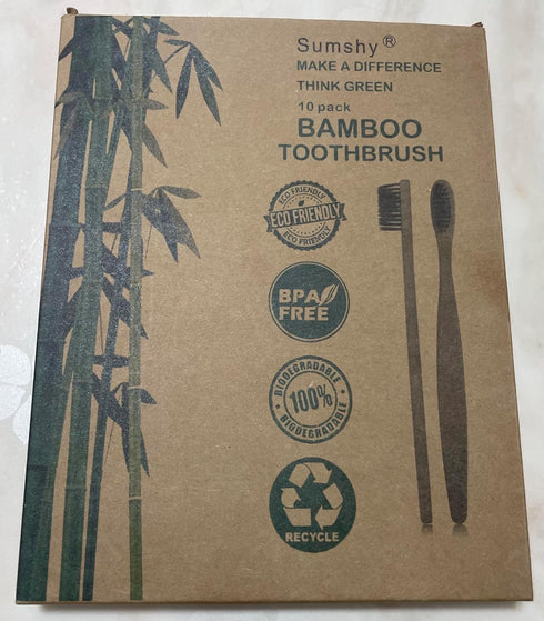 10 Color Soft Bristles Natural Bamboo Toothbrushes Set - Premium BPA Free, Eco-Friendly, Vegan, Biodegradable