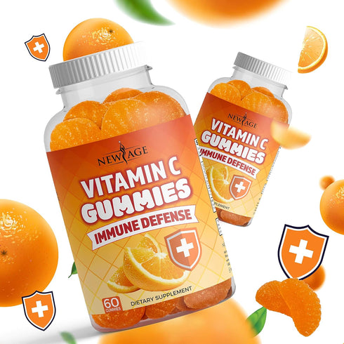 NEW AGE Vitamin C Gummies - Orange Flavor, Supports Healthy Immune System, Vegetarian, 60 Gummies