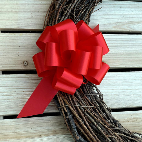 Red Decorative Gift Pull Bows, 5" Wide, Set of 10 for 4th of July, Birthday, Christmas