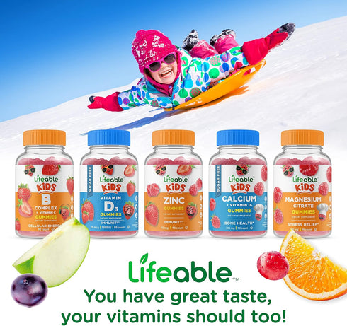 Lifeable Kids Vitamin C Gummies | 250mg | Great Tasting VIT C | Vegan, 90 Gummies