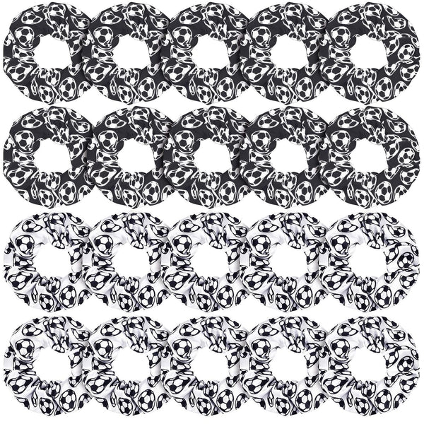 WILLBOND Soccer Hair Ties, 20 Pieces Satin Sport Scrunchies for Girls, Women, Player Team, Christmas (White, Black)
