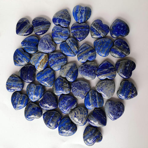 4 Pcs Natural Lapis Lazuli Love Heart Palm Stone Reiki Balancing Worry Stone (1 Inch)