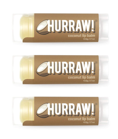 Hurraw! Coconut Lip Balm, 3 Pack, Organic, Certified Vegan, 100% Natural Ingredients