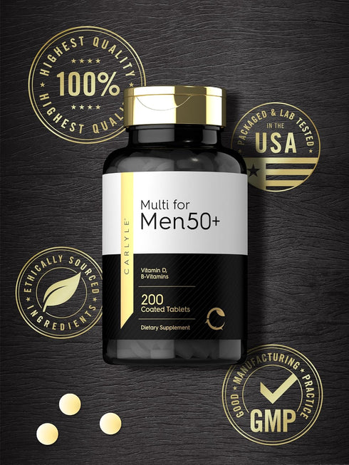 Carlyle Multivitamin for Men Over 50 Plus, 200 Count, with B Vitamins, Vitamin D, Magnesium & Zinc