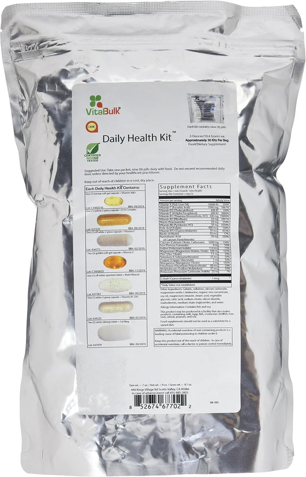 Vital Bulk Daily Health Kit Packet - Multivitamin & Mineral Supplements, 30 Count Bag