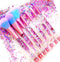 Unicorn Fan Makeup Brush Set, Crystal Sparkles Blue Blush Powder, Lip, Eye Shadow Brushes