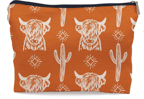 Western Makeup Bag, Western Gifts for Women, Cowgirl Stuff, Cow Makeup Bag - COW A