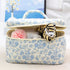 PAZIMIIK Cotton Makeup Bag for Women, Large Quilted Travel Cosmetic Case, Little Flower Blue