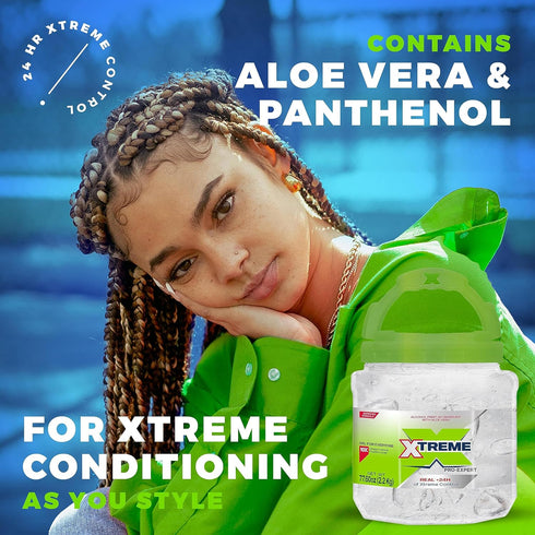 Xtreme Pro-Expert Clear Styling Hair Gel, 77.60 oz Jar (Pack of 3), Alcohol-Free 24-Hours Control with Aloe Vera