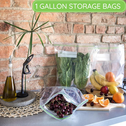 1 Gallon Freezer Bags, 100 Count Resealable Extra Strong and Leak Proof Bags with Double Zipper for Berries and Food