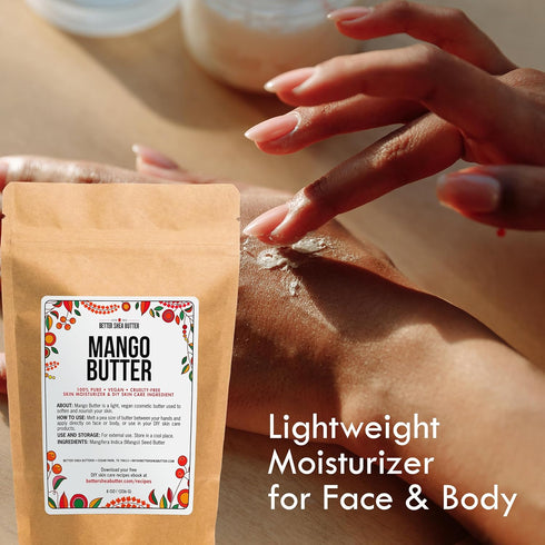 Raw Mango Butter, 100% Natural Skin and Hair Moisturizer, 8 oz Block for DIY Whipped Body Butter