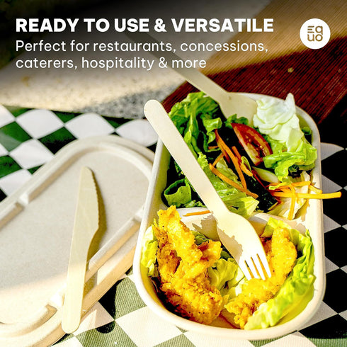 EQUO Wooden Disposable Forks, Pack of 15, Plastic-free, Home-compostable Utensils for Parties and Events