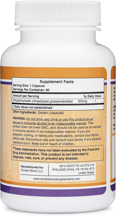 Dihydromyricetin (DHM) Supplement for Liver Support, 90 Capsules, 300mg (Hovenia Dulcis Extract)