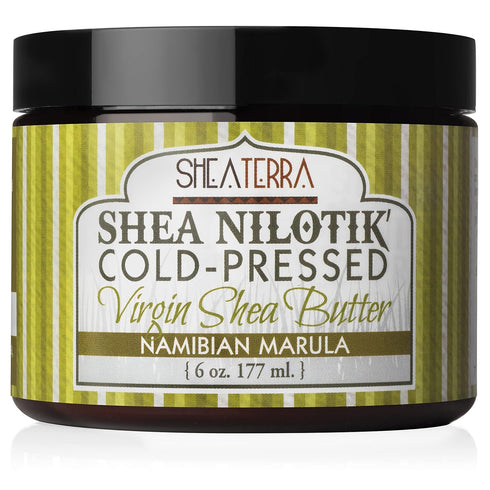 Shea Terra Organics 100% Organic Cold-Pressed Virgin Shea Butter – Namibian Marula | Natural Daily Skin, Nails & Hair