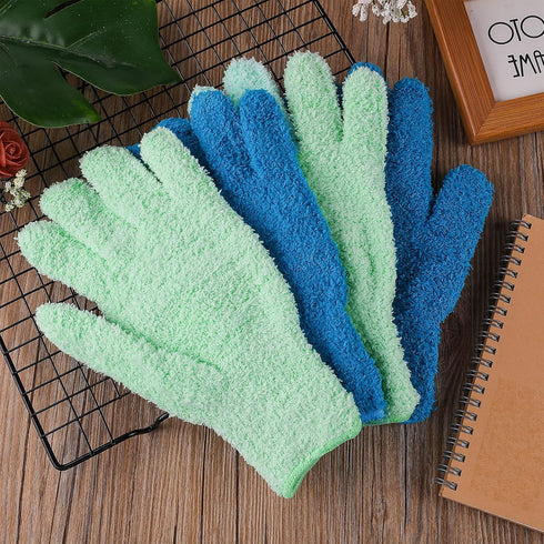 2 Pairs Microfiber Gloves, Washable Reusable Household Cleaning Gloves for Dusting Plants, House, Cars, Furniture