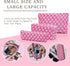 Large Capacity Pink Checkered Makeup Bag Set, 3 Pieces Canvas Travel Organizer for Women