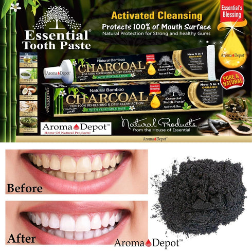 Organic Bamboo Charcoal Toothpaste 100% Natural Teeth Whitening 3 Pack Oral Care - 6.5 oz