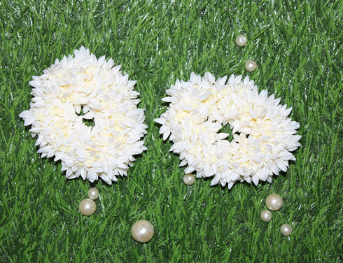 Shilppam White Gajra Hair Band for Women & Girls (Pack of 2), Traditional Floral Hair Jewelry for Weddings and Festivals