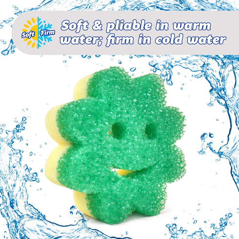 Scrub Daddy Sponge Set - Scrub Mommy Power Flower Dual-Sided Non Scratch Sponge for Dishes, 3 ct