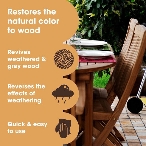 Furniture Clinic Teak Brightener - Enhances Natural Color & Shine of Wood, 34 Fl. Oz.