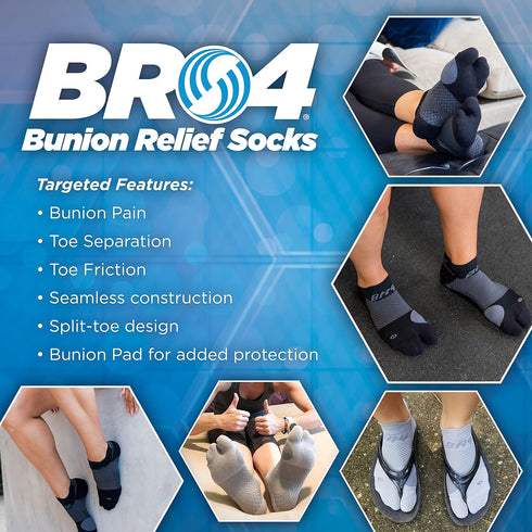 OrthoSleeve Bunion Relief Socks, Cushioned Split-Toe Design with Pad, Relieves Bunion Pain and Reduces Toe Friction