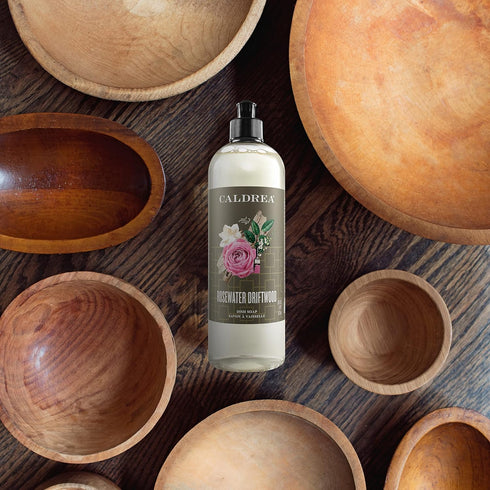 Caldrea Dish Soap, Biodegradable Liquid, Soap Bark and Aloe Vera, Rosewater Driftwood Scent, 16 oz