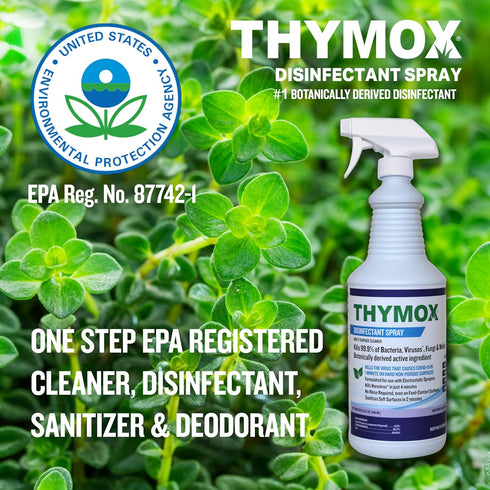 Thymox 32 oz Botanical Disinfectant Spray - All Natural Multipurpose Cleaner, Pet Friendly, Hospital Grade